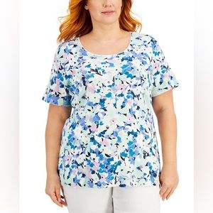 (0X:NWT) $14.99|Karen Scott Crystal Floral-Print, Vibrant Blue